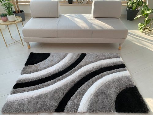 Kiara 3d Shaggy 5cm 305A szürke-fekete szőnyeg 60x110 