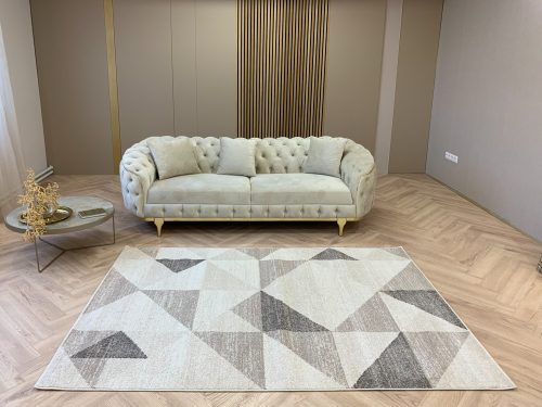 Madrid 1253 háromszög mintás bézs szőnyeg 60 cm-es szett